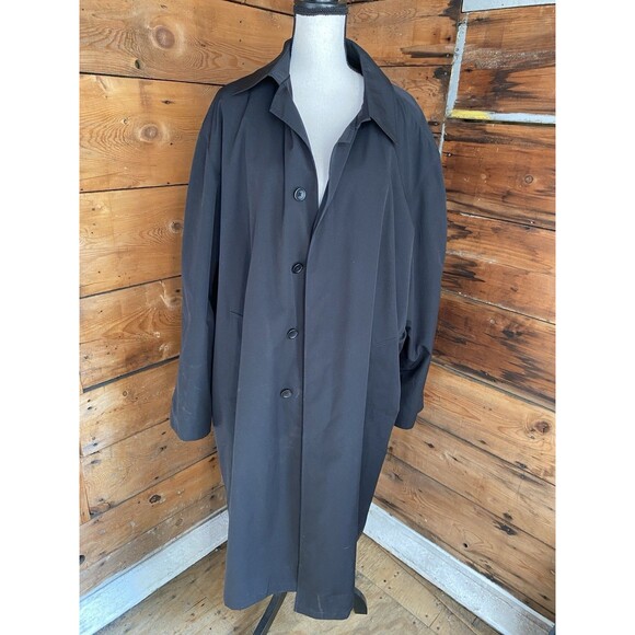 LL Bean Trench Coat Men’s XXL Black Zip Off Wool Liner Pockets - Picture 1 of 11